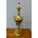 A gilt metal table lamp base