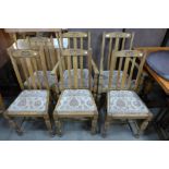 A set of six oak dining chairs