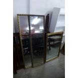 Three gilt framed mirrors