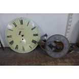 A 19th Century circular longcase clock dial, signed Hummel, Derby and one other