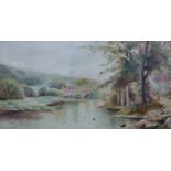 Hilda F. Gearing, pair of river landscapes, watercolour, dated 1912, 26 x 50cms, framed