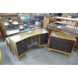 A Stag tola wood and walnut chest of drawers and matching dressing table