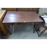 A Victorian mahogany two drawer serving table
