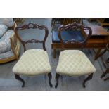 A pair of Victorian rosewood dining chairs