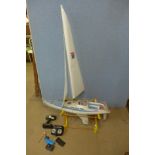 A model yacht on stand