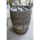 A coopered oak barrel