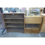 An oak bookcase and a bureau