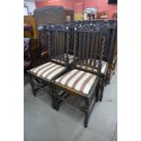 A set of four oak barleytwist dining chairs