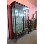An Edward VII Chinese Chippendale Revival carved mahogany display cabinet, 211cms h, 138cms w, 46cms