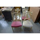 Two pairs of French style giltwood chairs
