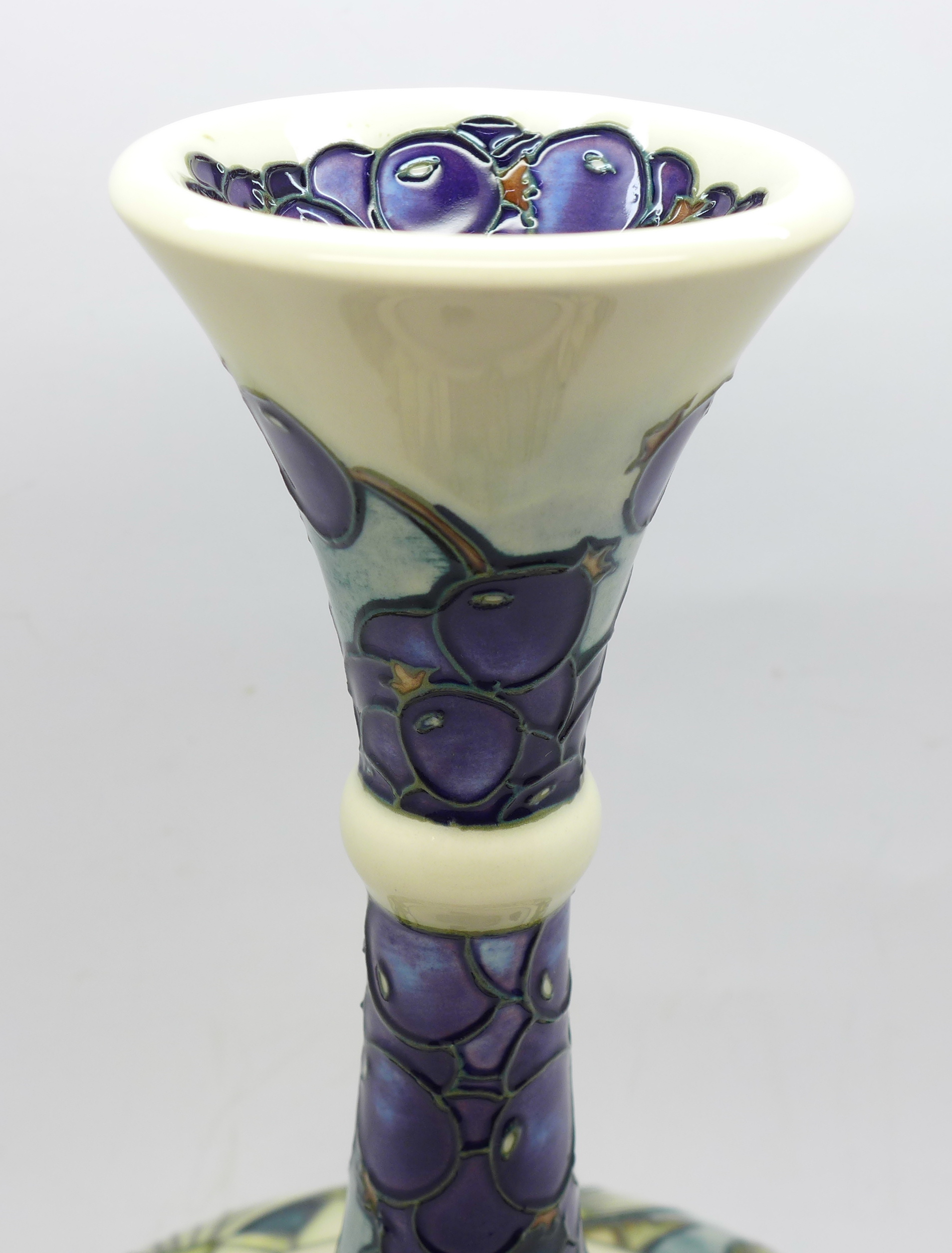 A Moorcroft Juneberry vase, designed by Angela Davenport, signed on the base, 24cm, boxed - Image 7 of 12