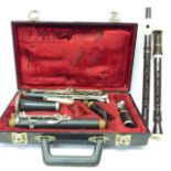 A Selmer Goldentone clarinet and two recorders