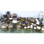 Approximately 100 pieces of Denby Arabesque tea and dinnerwares including steak plates, side plates,