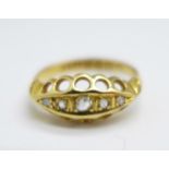 An Edwardian 18ct gold and diamond ring, Chester 1904, 1.6g, G