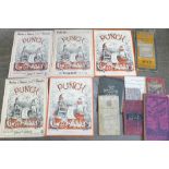 A collection of Punch magazines, 1947-49, and a collection of maps including a complete road map, 35