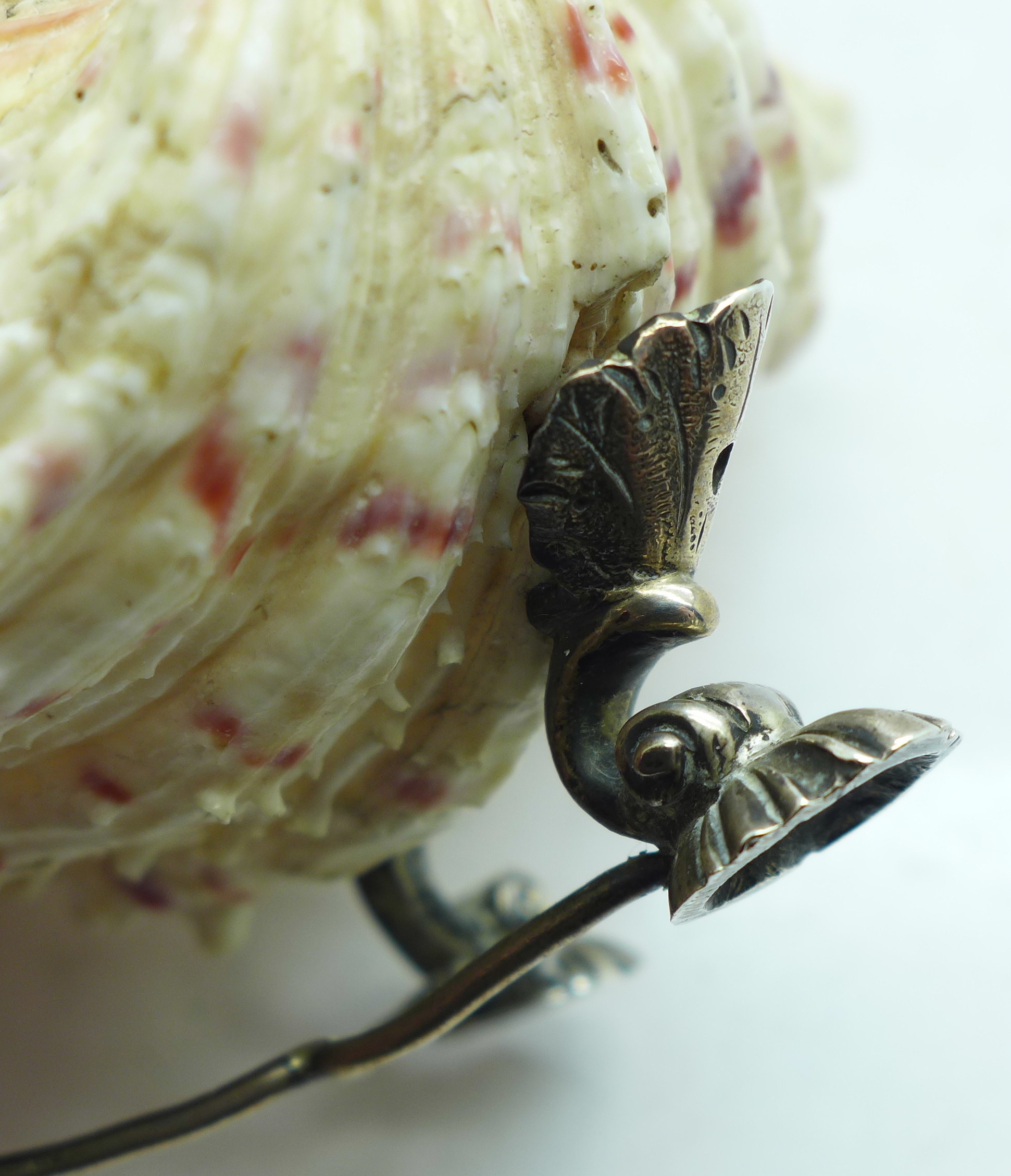 A pair of 19th Century silver plated shell salts, each 14cm wide, one metal base a/f - Image 15 of 17