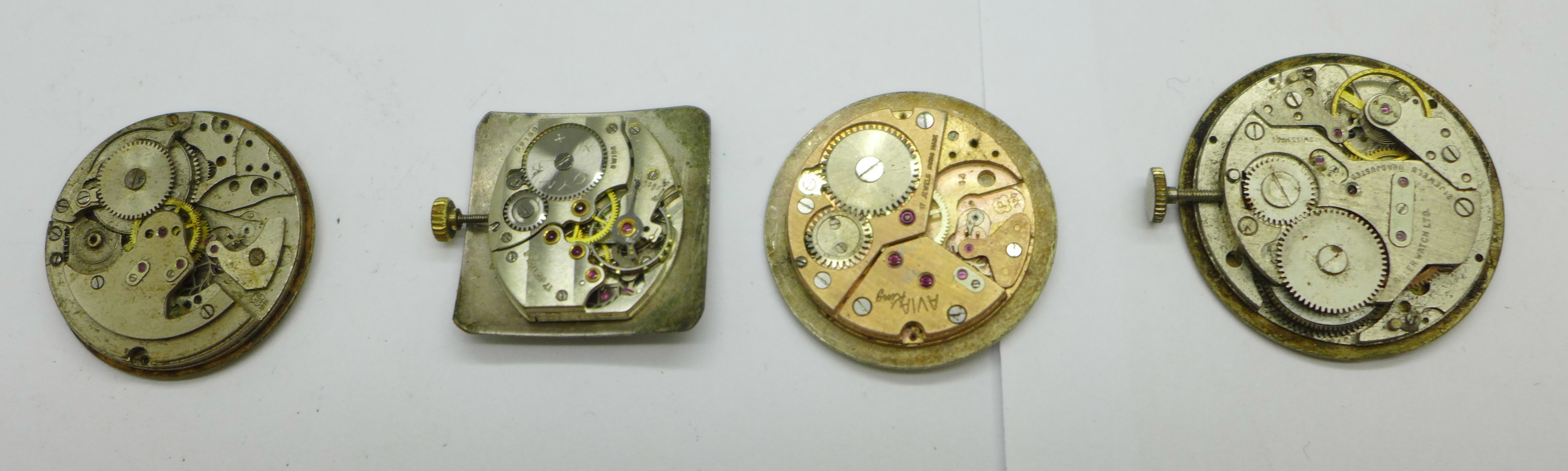 Four wristwatch movements; Buler, Bentley, Invicta and Cyma, a/f - Image 9 of 11