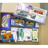 A collection of boxed model vehicles including a limited edition VE Day commemorative, three