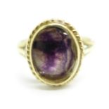 A 9ct gold and Blue John ring, a/f, 2.1g, K