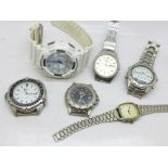 Six wristwatches including Seiko