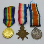 A trio of WWI medals to 2. Lieut. J. Mackie, the 1914-15 Star marked 7824 Pte. and Scottish Rifles