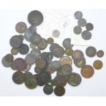 A collection of mainly 19th Century coins, a medieval farthing, and an ancient Egyptian coin,