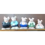 Five Wade Nat West pig money banks