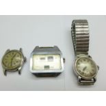 An Aegis 'Indestructible' wristwatch, an Admiral wristwatch and a Kienzle Life '2002' digital