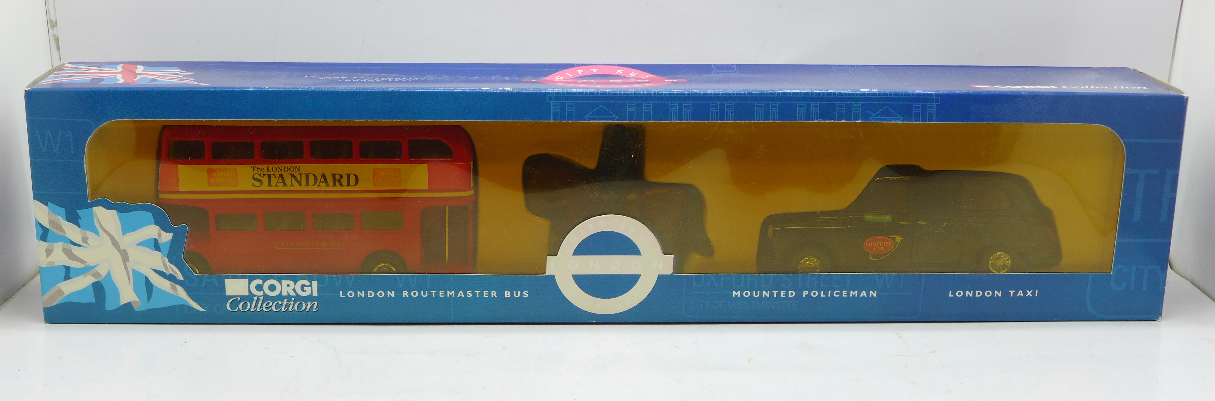 A Corgi Collection, 60003, London Gift Set, Routemaster bus, mounted Policeman and Taxi, boxed