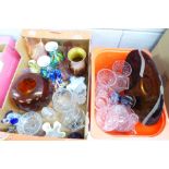 Two boxes of assorted glassware including coloured, cut glass and Murano **PLEASE NOTE THIS LOT IS