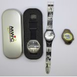 A Swatch 1996 Atlanta Olympic Games wristwatch, a MWC wristwatch and a Nike wristwatch head