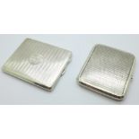 Two silver cigarette cases, Birmingham 1946, Deakin & Francis, and Birmingham 1918, Henry