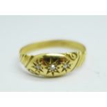 An 18ct gold and diamond ring, 2.1g, O