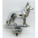 An A.G. Ward chrome car mascot, German Shepherd