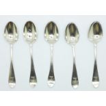A set of five hallmarked silver spoons, London 1896, by James Wakeley and Frank Wheeler, 46g