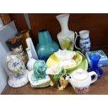 Beswick, Wedgwood, Watcombe Torquay Pottery, Coalport, Royal Crown Derby and other china, a blue