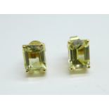 A pair of 10ct gold and citrine earrings, 2.1g