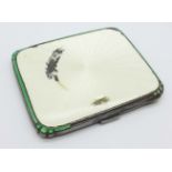 A silver and enamelled cigarette case, a/f, 86g