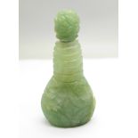 A carved green stone scent bottle, a/f