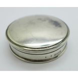 A silver powder box with mirror, Birmingham 1926