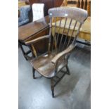 A Victorian elm and beech farmhouse armchair