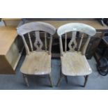 A pair of Victorian elm and beech kitchen chairs