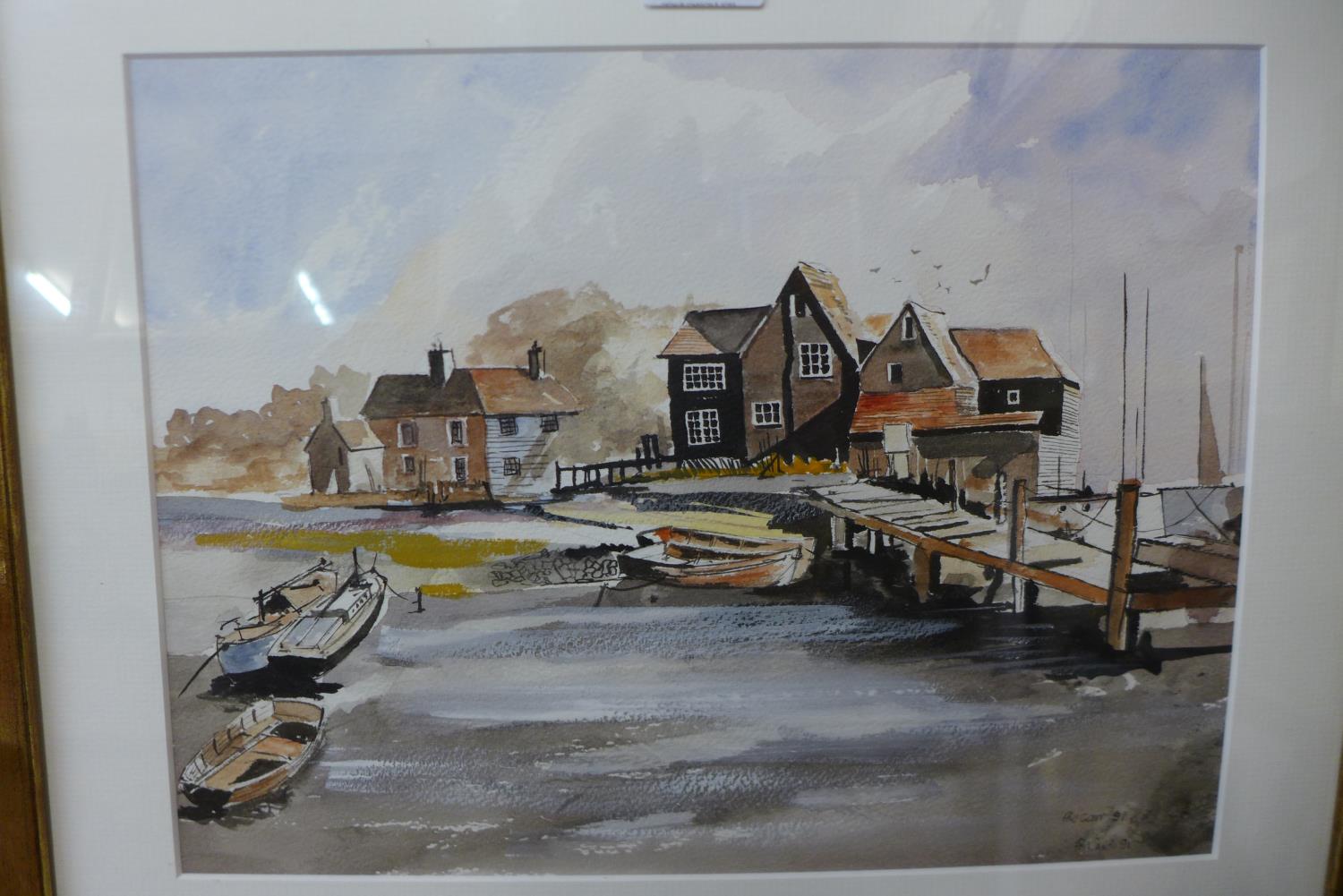 P.M. Carr, Irish harbour landscape, watercolour and another watercolour of Sandsend, N. Yorkshire, - Image 2 of 3