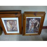 Eight Pre-Raphaelite style prints, framed