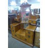 A Victorian oak and walnut dressing chest