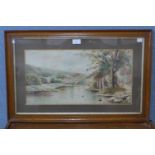 Hilda F. Gearing, pair of river landscapes, watercolour, dated 1912, 26 x 50cms, framed