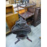 An Edward VII stained beech wall hanging corner shelf and a George IV mahogany whatnot, a/f