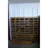 An oak haberdashery shop cabinet, a/f
