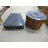 A Victorian tin hat box and one other