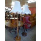 Two beech standard lamps